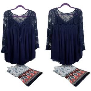 Cato Boho Top, Camisole, and Wide Leg Palazzo Outfit‎ Size 2X